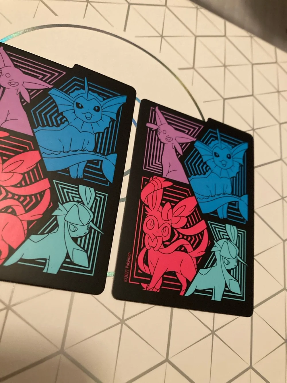 Pokemon Eeveelutions Neon Panel Card Pair - Pink, Blue, Teal